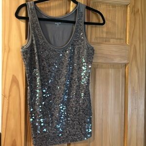 Garnet hill gray sequin tank.  Size small.  Excellent